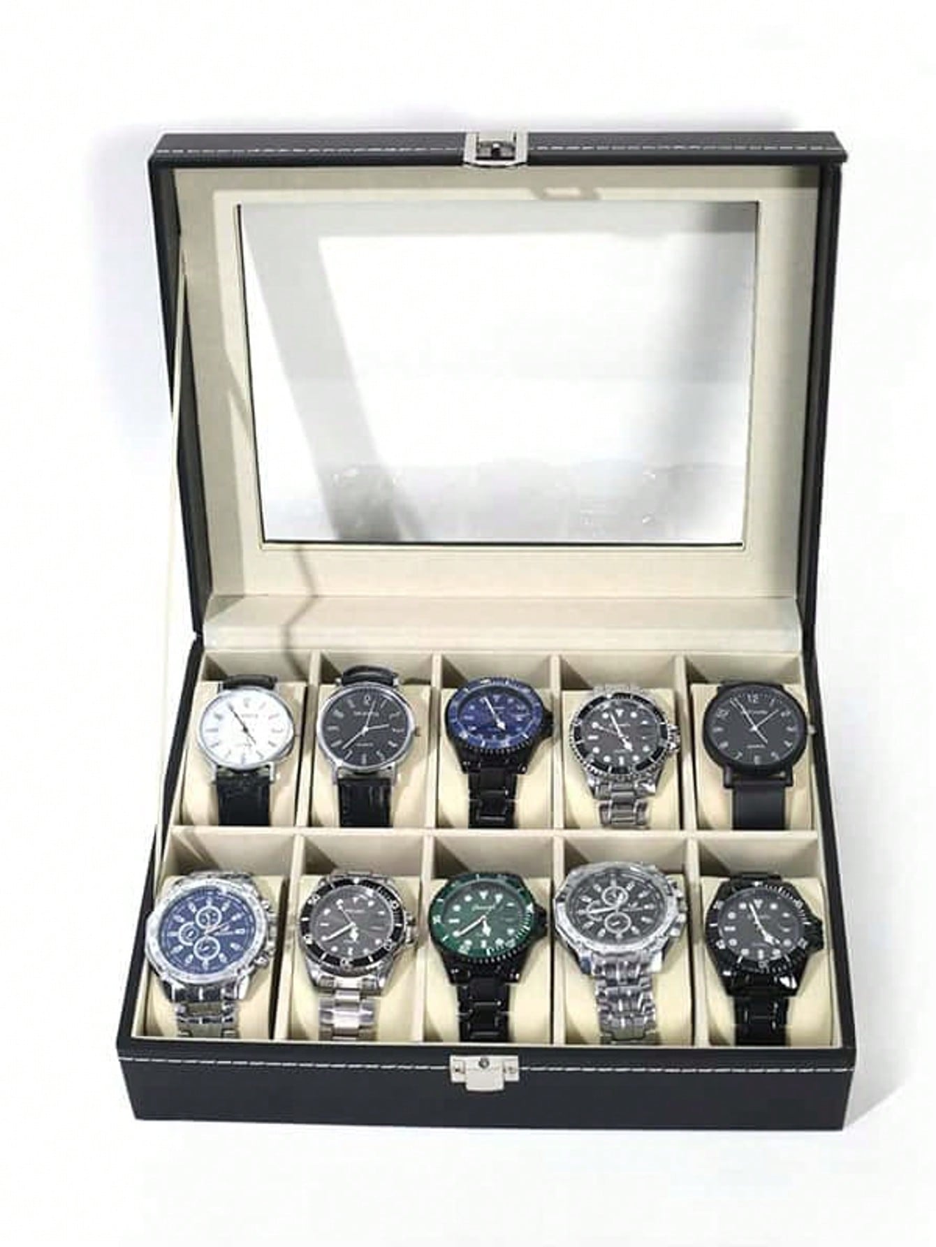 Men'S Accessories Rack - Kotak Jam Tangan Kulit dengan Kunci,