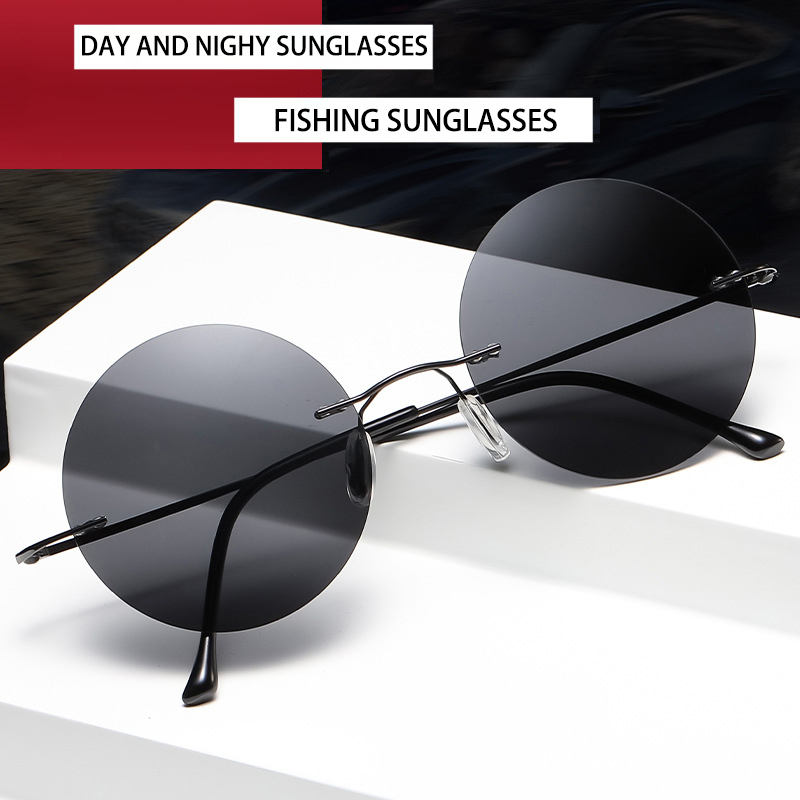 Sunglasses Polarized Men - BOYSEEN Kacamata hitam tanpa bingkai melingkar