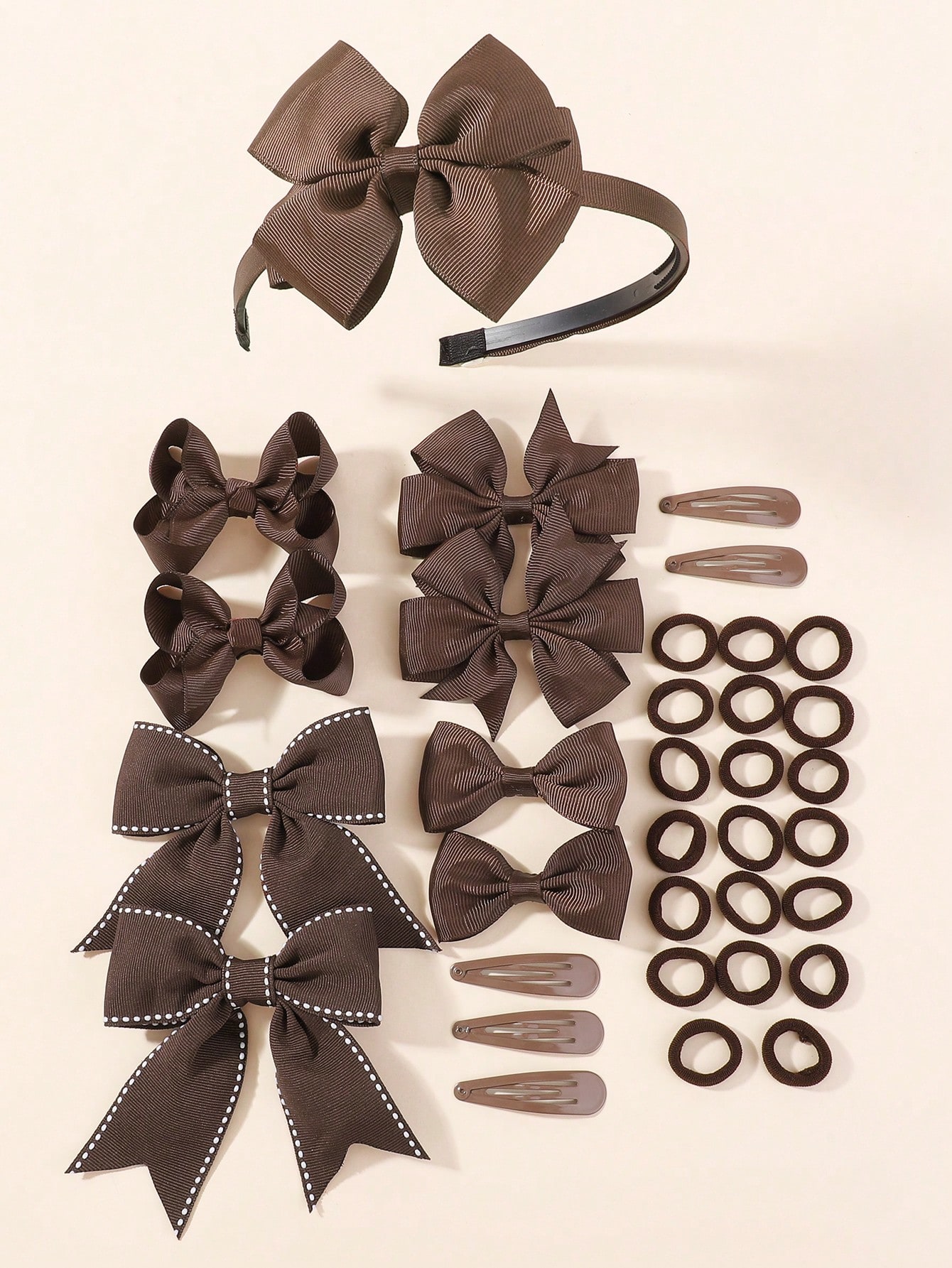 Tie Clip Set - 34 Buah Set Aksesori Rambut Pita