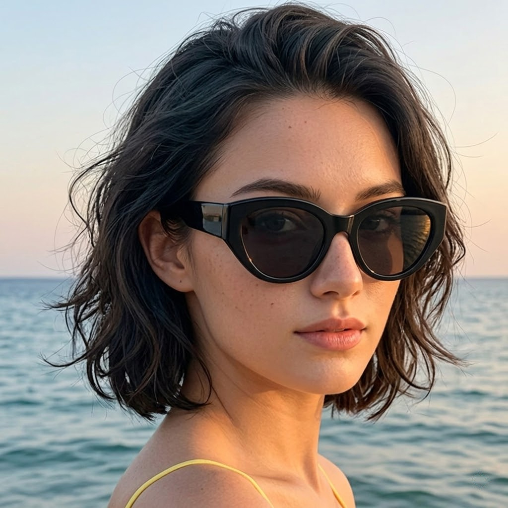 Sunglasses Polarized Men - Kacamata Hitam Terpolarisasi Cat-Eye Klasik Pria