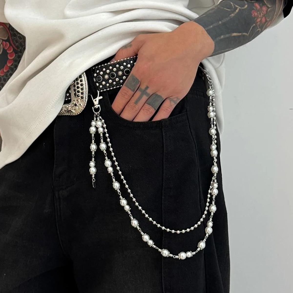 Men'S Accessories For Jeans - Ingemark 2025 Rantai Pinggang Campuran Mutiara