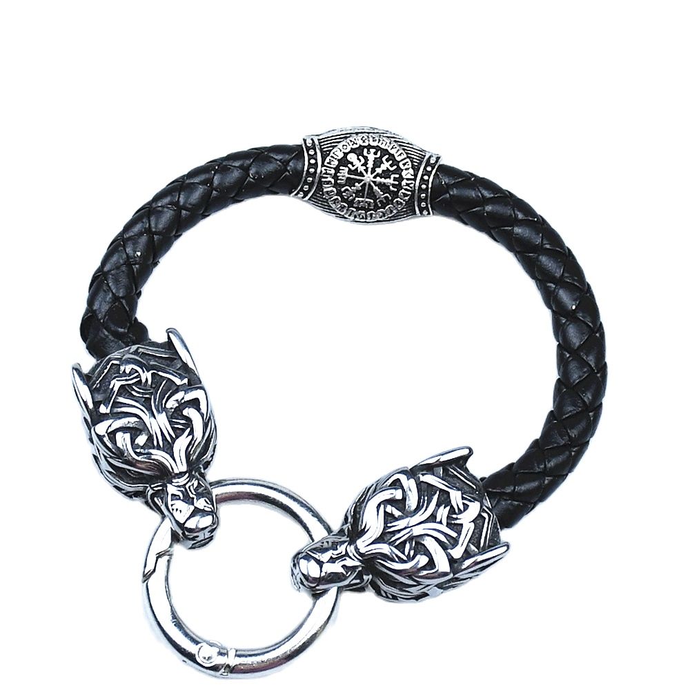 Men Accessories Ring And Bracelet - Gelang Kepala Serigala Baja Tahan Karat