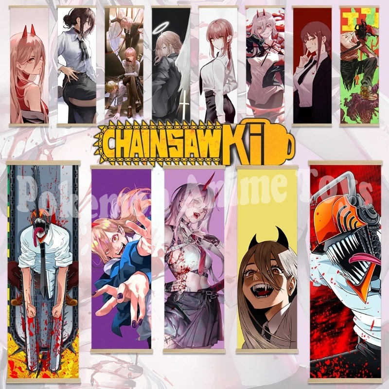 Men'S Accessories Rack - Poster Anime pria Chainsaw lukisan gulir