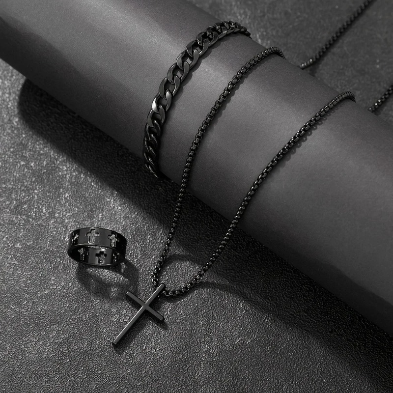 Set Aksesoris Gaya Silang Gela - Men Accessories Ring And Bracelet ulasan dan harga