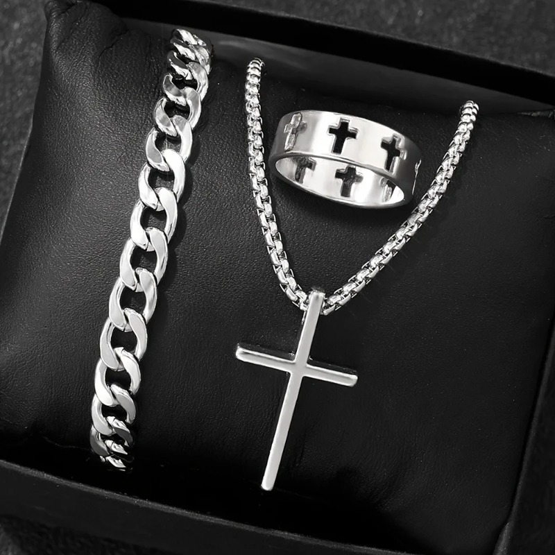 Set Aksesoris Gaya Silang Gela - Men Accessories Ring And Bracelet ulasan dan harga