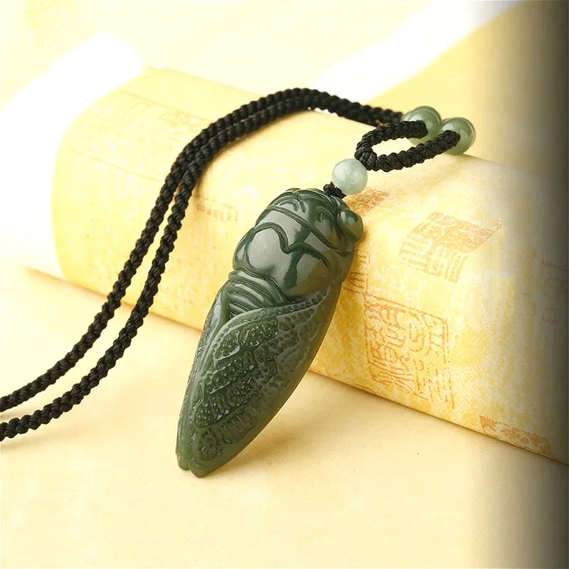Alami Hetian Giok Cicada Liont - Men'S Accessories ulasan dan harga