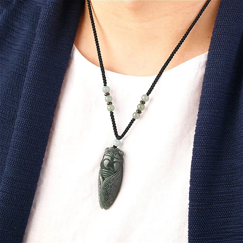 Alami Hetian Giok Cicada Liont - Men'S Accessories ulasan dan harga